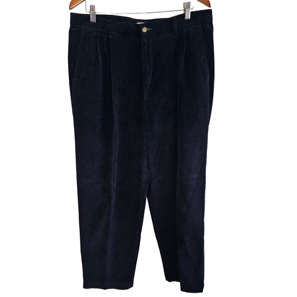 Tommy Hilfger Corduroy Pants Mens Size 36x30 Blue Y2K Trousers Vintage Pleated
